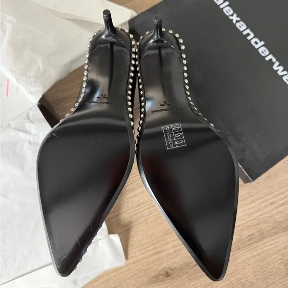 Alexander Wang black leather Eri studded pointed toe ankle length boots size 38 - Picture 4 of 5